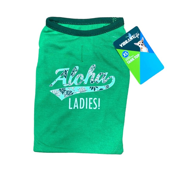 VibrantLife Aloha Ladies Dog Tank Top T Shirt Green XS - Picture 6 of 12